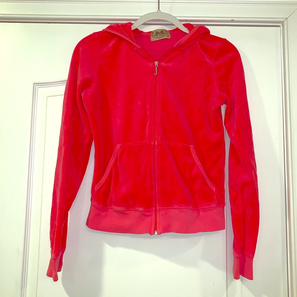 Juicy Couture Pink Velour zip hoodie, size Medium